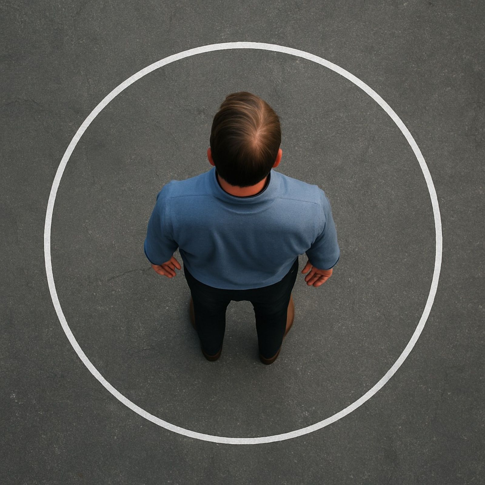 man, with circle around him